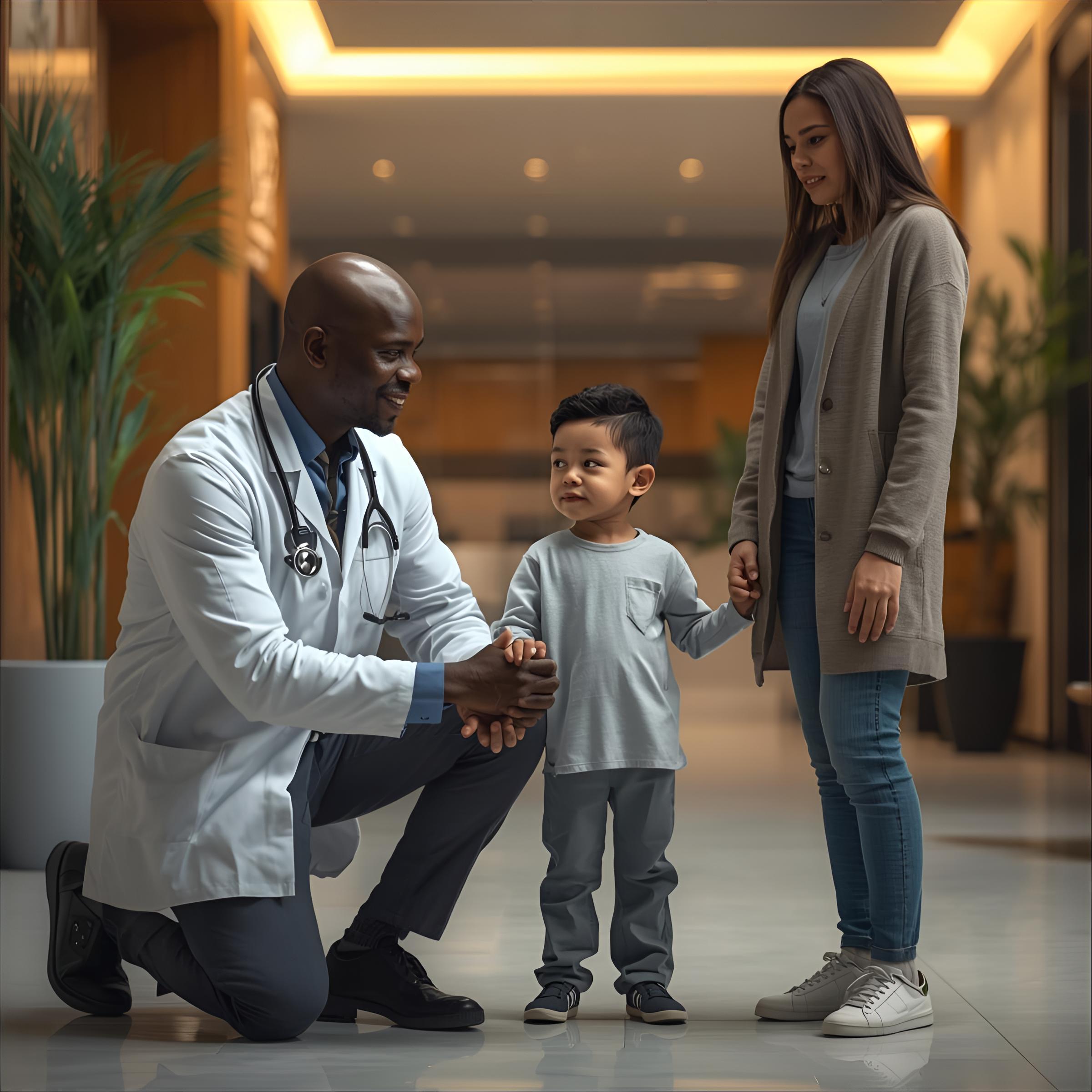 Family consulting with healthcare professional